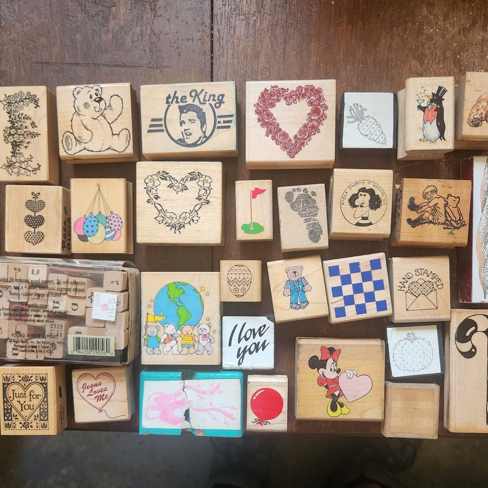 Assorted Wooden Stamps Collection